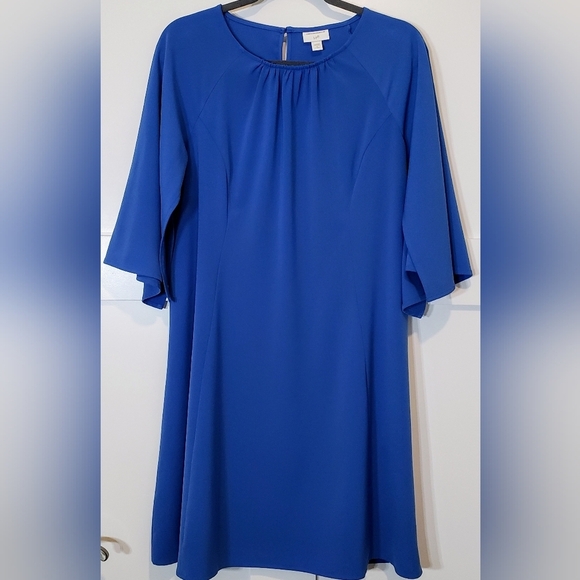 J.Jill For Christian Siriano Blue Midi Dress W/Stretch Sz Medium Petite MP - Picture 6 of 13